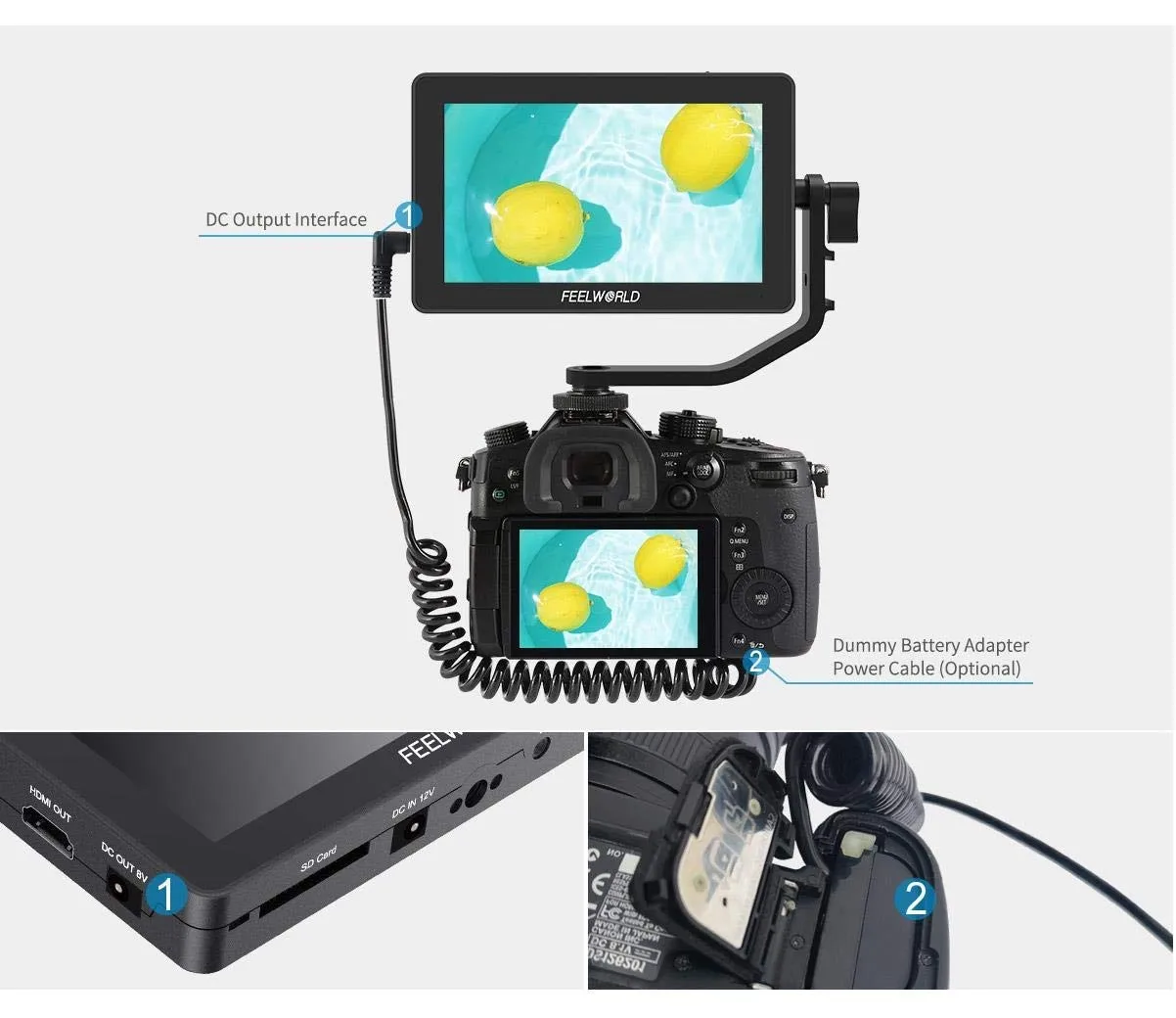 Feelworld камера монитор F6 Plus 5 дюймов 3D Lut сенсорный экран 4K HDMI IPS FHD 1920X1080 для DSLR