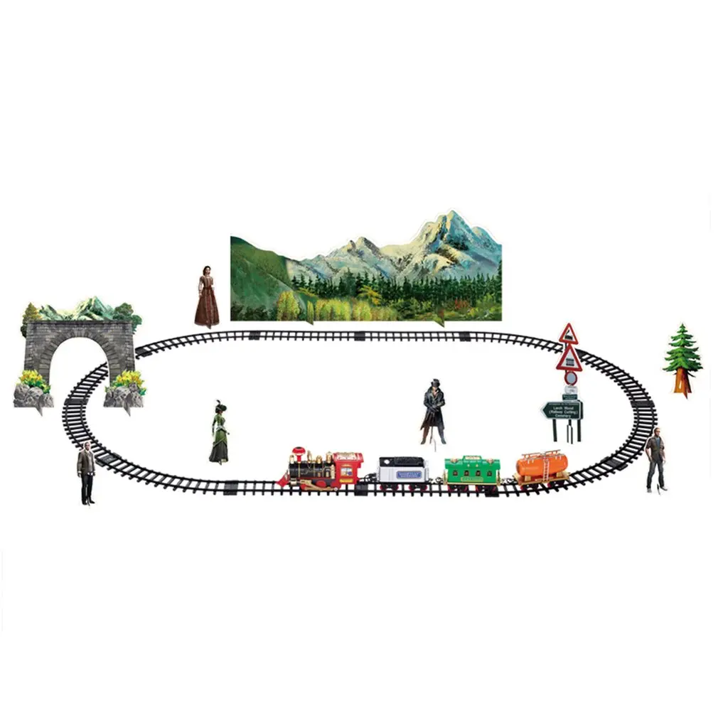 Электрический динамический паровой Радиоуправляемый трек-поезд набор имитационная модель игрушки для детей перезаряжаемый детский пульт дистанционного управления классический набор игрушек