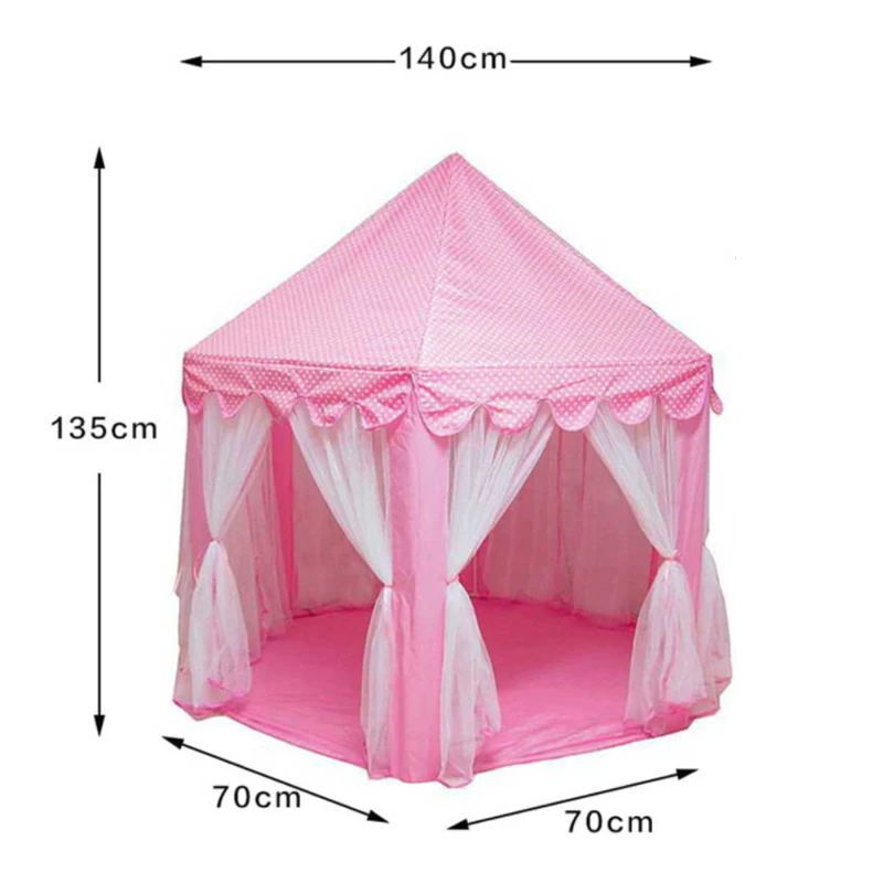 Портативная детская палатка для девочек, принцесса, розовый замок, детский игровой домик, москитная сетка для внутреннего и наружного сада, светильник со звездами