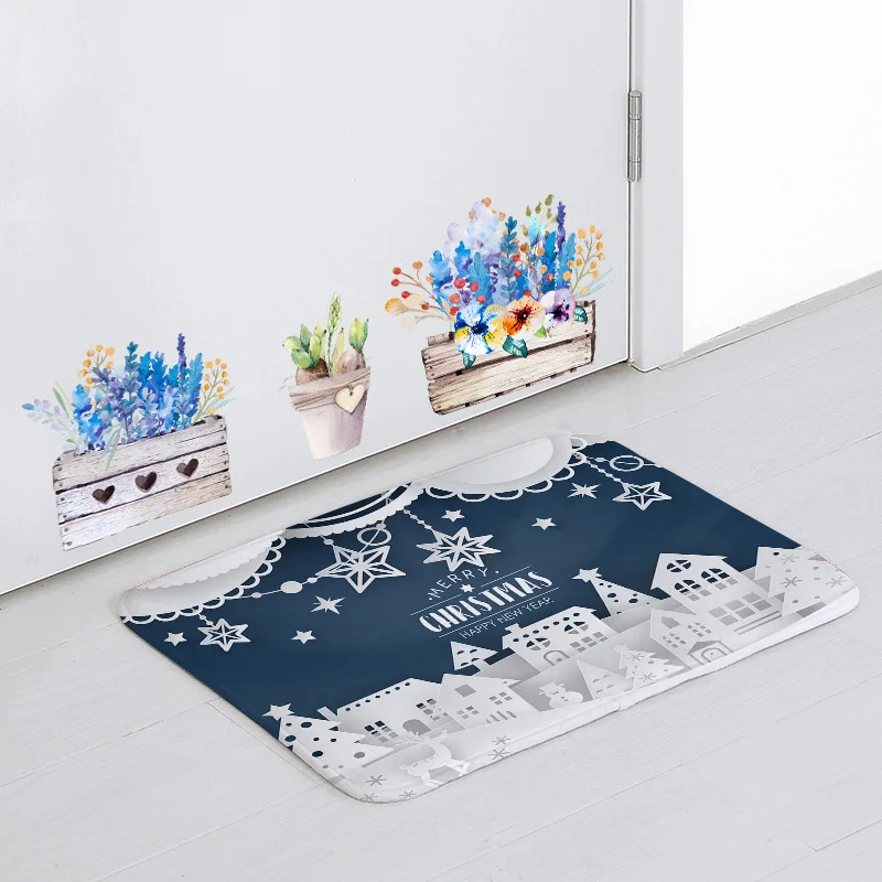 

Personalized Romantic Matte Snowflake Castle Forest Christmas Cartoon Decoration Kitchen Mat Coral Fleece Non-Slip Picnic Mat