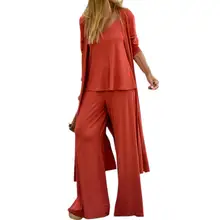 

40%HOT3Pcs/Set Top Pants Coat Suit V Neck Cardigan Skin-friendly Long Sleeve Coat Autumn Suit for Daily Wear