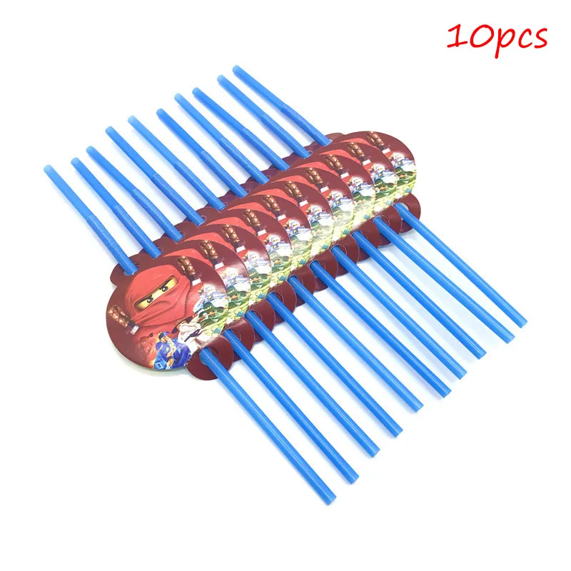 Straws 10pcs Вечерние поставки 10 шт. ниндзя тематические соломинки декоративная бумага для вечеринок соломенная трубка одноразовые пластичные соломинки Baby Shower вечерние поставки - Цвет: Straws 10pcs