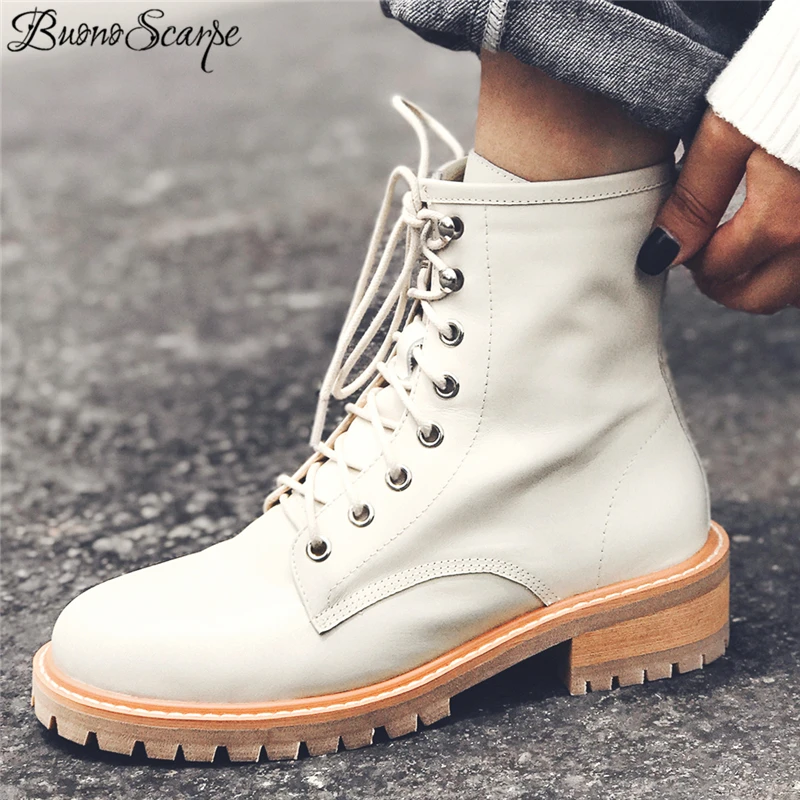 Buono Scarpe/повседневные женские ботильоны; короткие ботинки из натуральной кожи на шнуровке; женская обувь высокого качества; zapatos mujer; женские ботинки