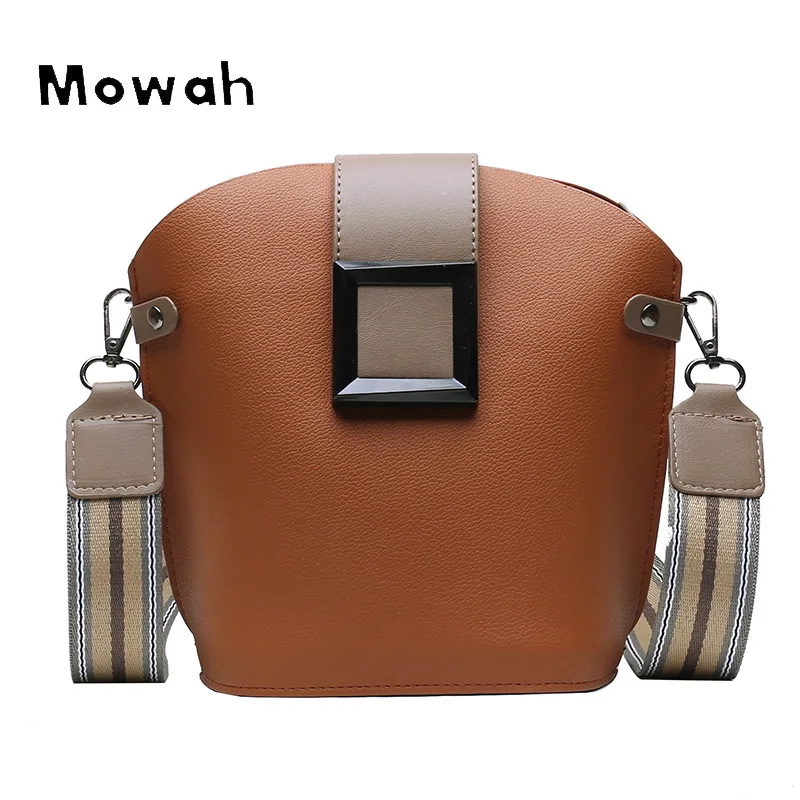

Mowah Contrast Color Women Bag Korean Style Bucket Bag Wide Shoulder Strap Crossbody Bag Personality Shoulder Bag BIW410 PM49