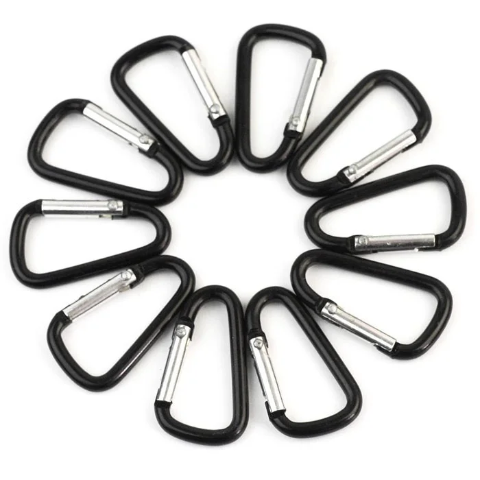 5 Pcs Climbing Buckle Aluminum Alloy D Carabiner Spring Snap Clip Hooks Keychain Climbing Accessories Color Random