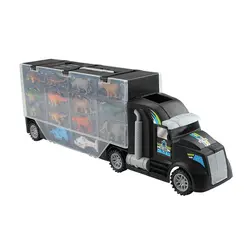 Моделирование животных транспорт дети контейнер двухсторонний динозавр модель подарок игрушка автомобиль набор Перевозчик грузовики