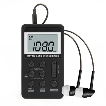 

AM FM Stereo Radio Portable Mini Digital Tuning USB FM Radio Digital Frequency With LCD Display Lanyard and Earphone el