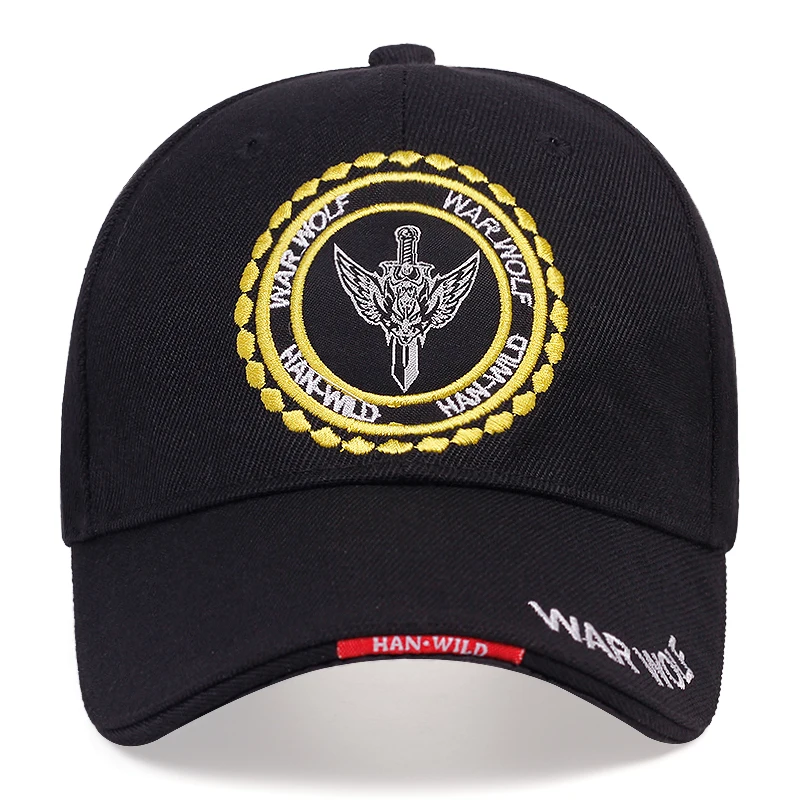 Fashion hip hop men baseball cap WAR WOLF embroidery Army Caps For Men Usa Tactical hat Adjustable Casual Snapback hats gorras men's wool baseball cap