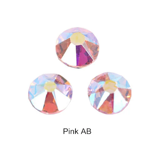 Pink AB Высококачественные хрустальные стеклянные стразы для ногтей, стеклянные стразы с плоской задней поверхностью, много цветов, не Горячие Стразы 2088, 16 граней для дизайна ногтей E6666 - Цвет: Pink AB