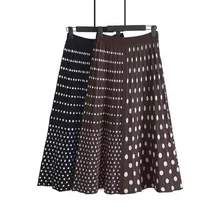 Женские зимние плиссированные юбки, сексуальные юбки с высокой талией, юбки с эластичной талией, Женская юбка Falda Mujer, осенняя шикарная трикотажная юбка с принтом в горошек