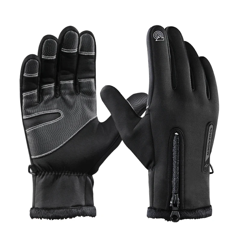 Fahrrad Handschuhe зимние велосипедные перчатки с сенсорным экраном, тепловые ветрозащитные водонепроницаемые теплые велосипедные перчатки на весь палец, велосипедные перчатки - Цвет: 01