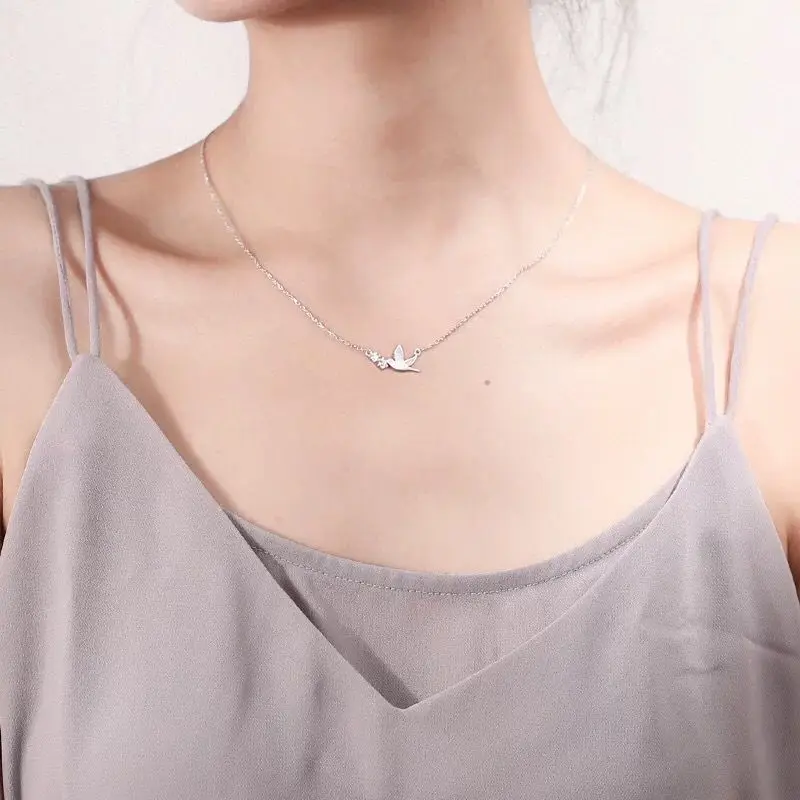 

Pigeon Necklace Women's Korean-style Soft Girl Choker Japanese Korean Simple S925 Fine Silver Students Accessories MORI Series C