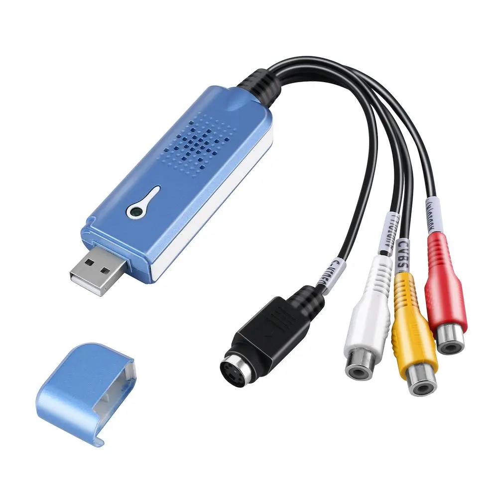 Портативный USB 2,0 Easycap Видео Аудио захвата карты адаптер VHS DC60 DVD конвертер Композитный RCA синий