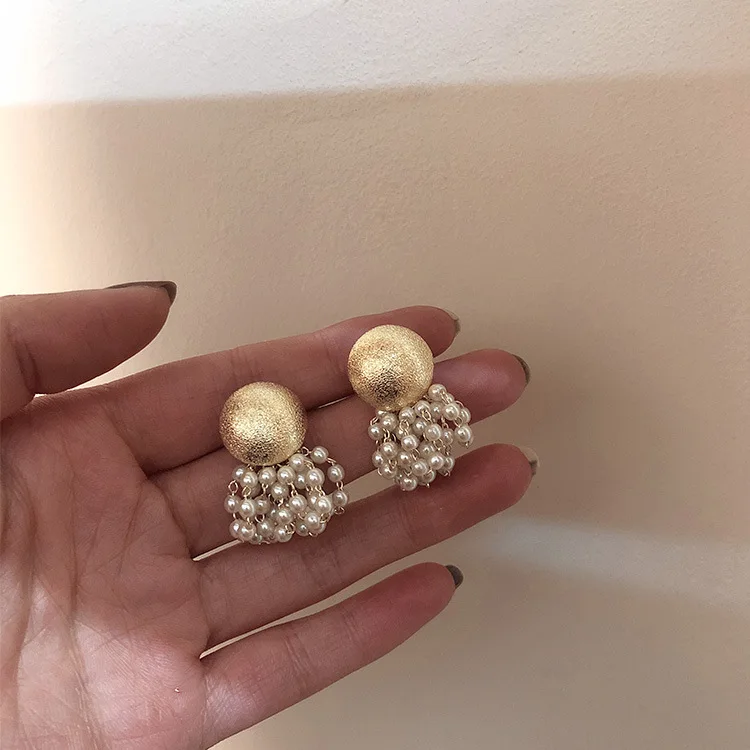 Популярные модели ниша текстура маленькая жемчужина бахромой тонкая линия серьги металлические серьги