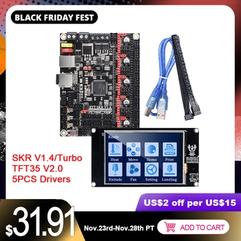 

BIGTREETECH SKR V1.4 Or V1.4 Turbo Control Board TFT35 V2.0 Touch Screen TMC2209 TMC2208 UART Drivers 32 Bit 3D Printer SKR V1.3