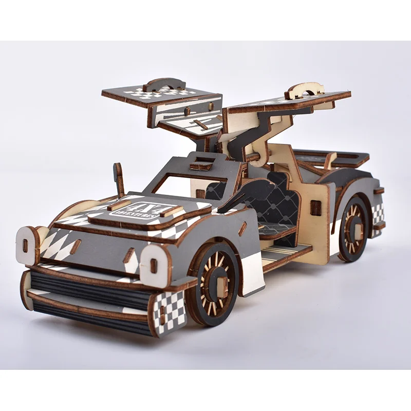 3D деревянная трёхмерная головоломка-пазл для мальчиков DIY игрушки ручной работы крутая Беговая колесница обучающая деревянная игрушка