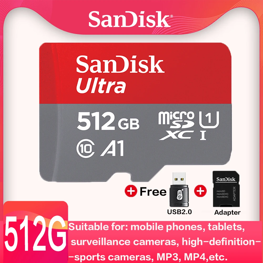 Micro sd карта памяти Sandisk Ultra A1 U1 C10 1 ТБ 512 ГБ 400 256 128 64 32 16 флэш-карта 120 м/с для мобильных