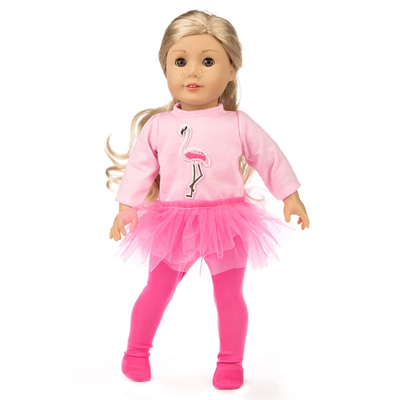Облегающий балетный танцевальный комплект, юбка, платье, наряд, одежда для девочки 18 дюймов, наше поколение, моя жизнь, путешествие, кукольная одежда - Цвет: Pink