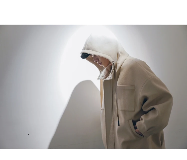 EWQ / New Fashion Autumn Drawstring Hooded Collar Loose Casual Jacket Men High Street Korean Tide Chaqueta Hombre 9A230