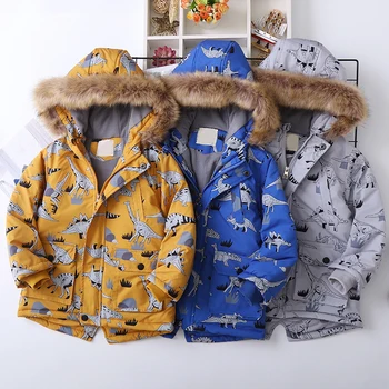 

Keelorn Boy Warm Hooded Coat&outwear Children Winter Jacket&coat Dinosaur Fleece Denim Jacket Boys Jacket Children Kids Clothes