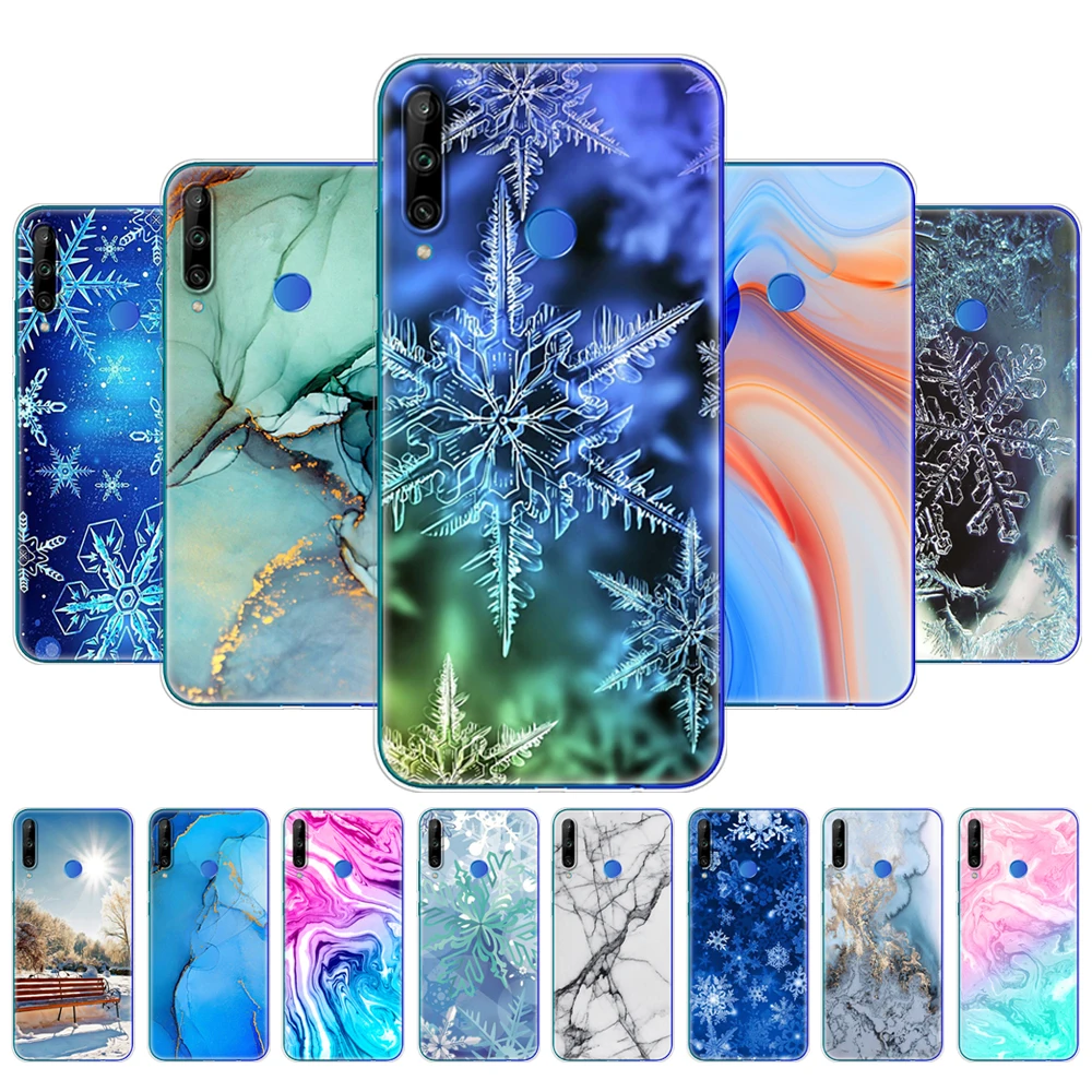 Силиконовый чехол для HONOR 9C, чехол 6,39 дюйма, мягкая задняя крышка из ТПУ для телефона Huawei Honor 9C, искусственный мрамор, снежинка, зима, Рождество