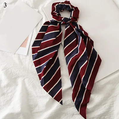 0003 Ponytail scrunchie hair ties Scarf Elastic Hair Rope for Women Hair Bow Ties Scrunchies Hair Bands Flower Print Ribbon Hairbands - Цвет: 0003
