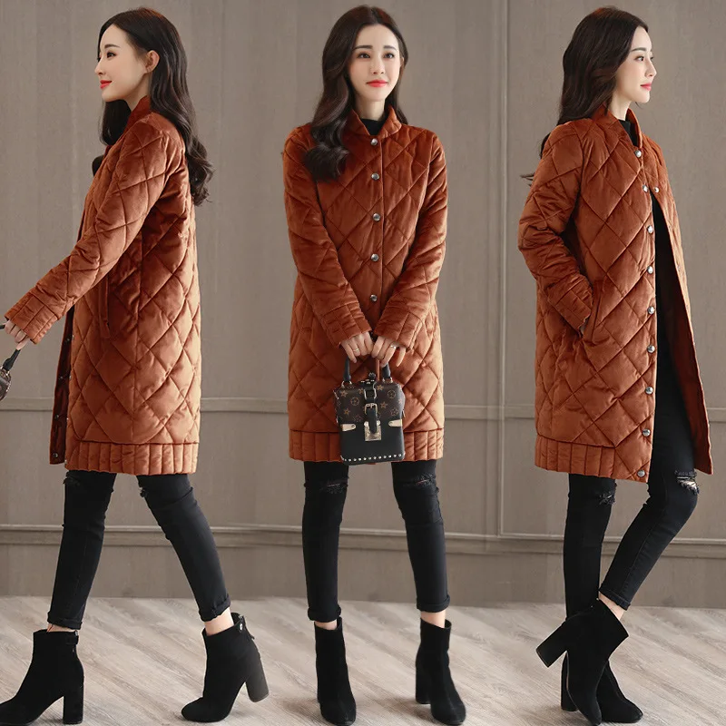 

Cotton-padded Clothes Women's Mid-length 2019 Winter New Style Korean-style Students Slimming over-the-Knee Cotton-padded Jacket