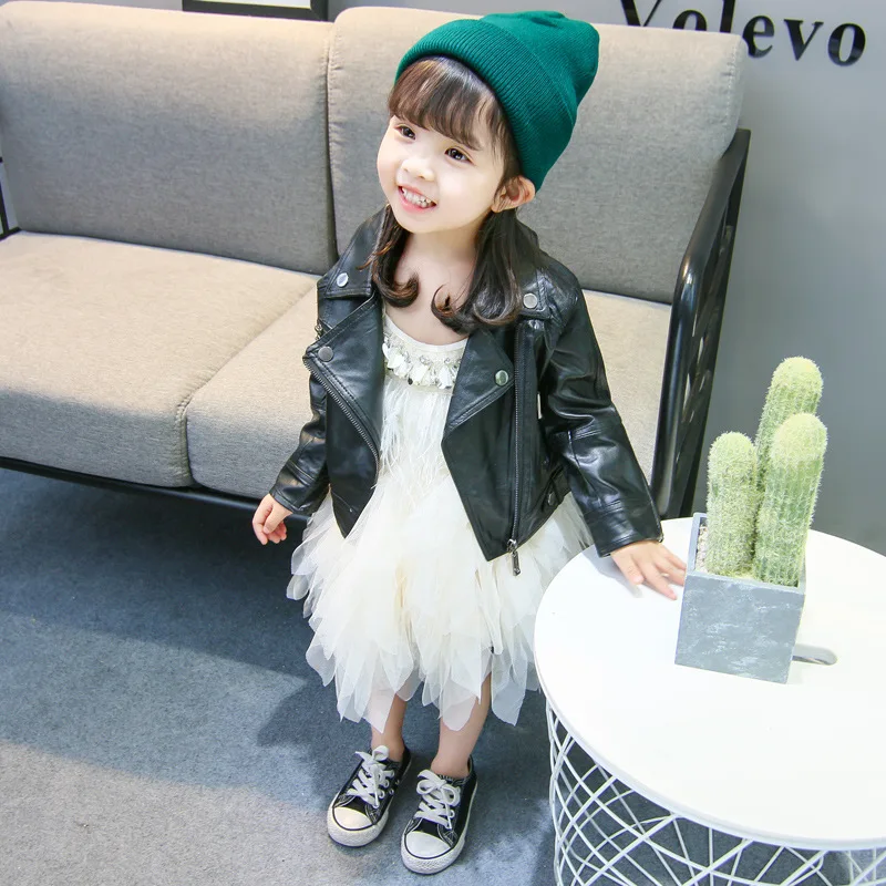 

INS 2019 New Fashion Children Jacket Spring and Autumn and the Wind PU Leather Leather Coat Baby Boys and Girls Short Outerwear