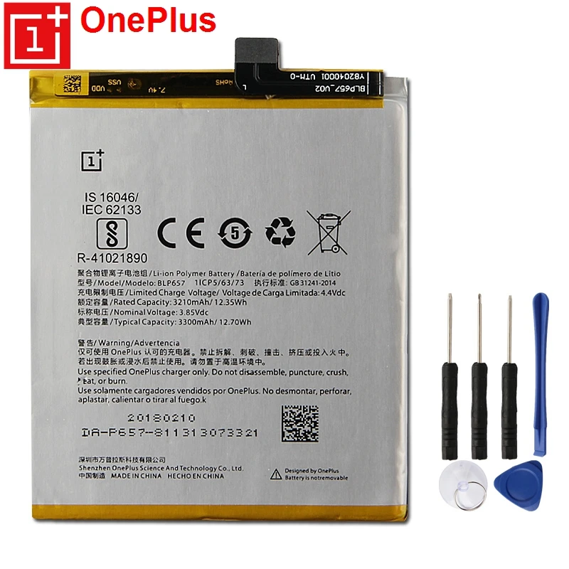 

OnePlus Original Replacement Phone Battery BLP657 For OnePlus 6 1+6 Authentic Phone Batteries 3300mAh