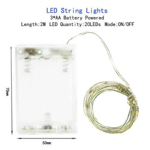 1 м 2 м 5 м 10 м светодиодный светильник-гирлянда из медной проволоки s на батарейках праздничный Сказочный светильник-Гирлянда для рождественской вечеринки, свадебного украшения - Испускаемый цвет: AA Battery-2M