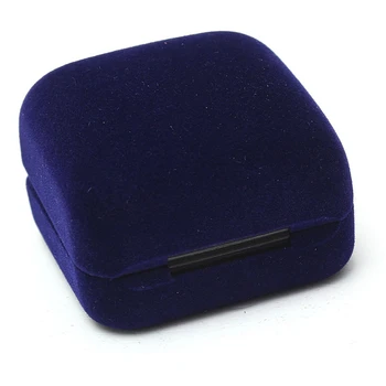 

1 Jewel case box blue gift rings earrings jewelry velvet display