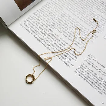 

925 Sterling Silver Geometric Clavicle Chain Necklace Fashion Irregular Circle Gold Necklace For Women Party Gift S-N533