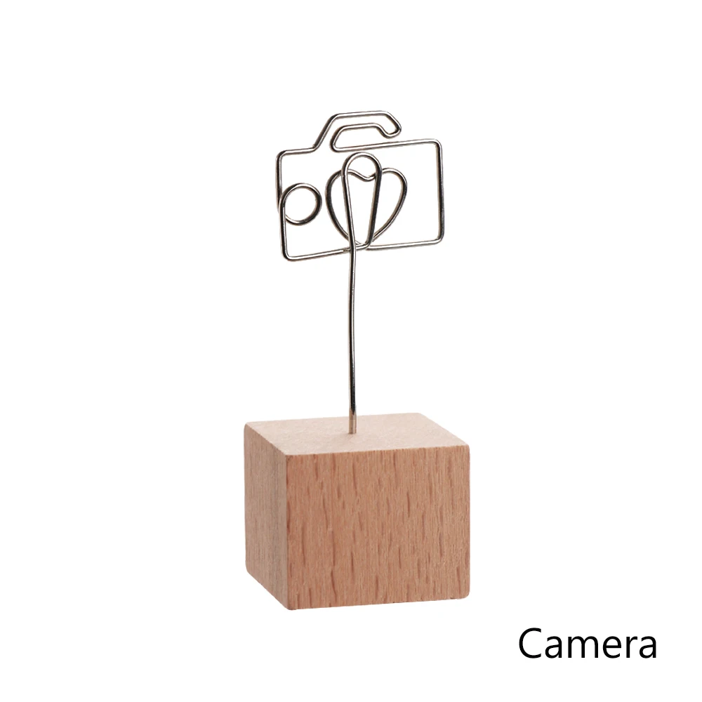 1 шт. креативная простота металлические квадратные деревянные фото клип имя карты рамка памятка Держатель Свадебный декор обои для рабочего стола - Цвет: Camera