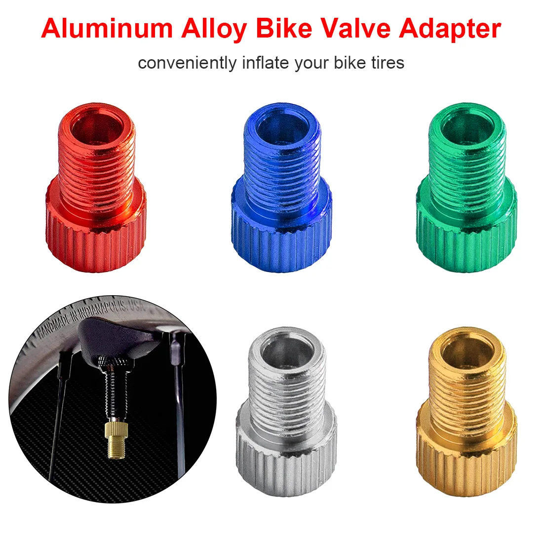 

5pcs Presta Schrader Bicycle Valve Adapter Air Pump Road Bike Tire Gas Tube Tool