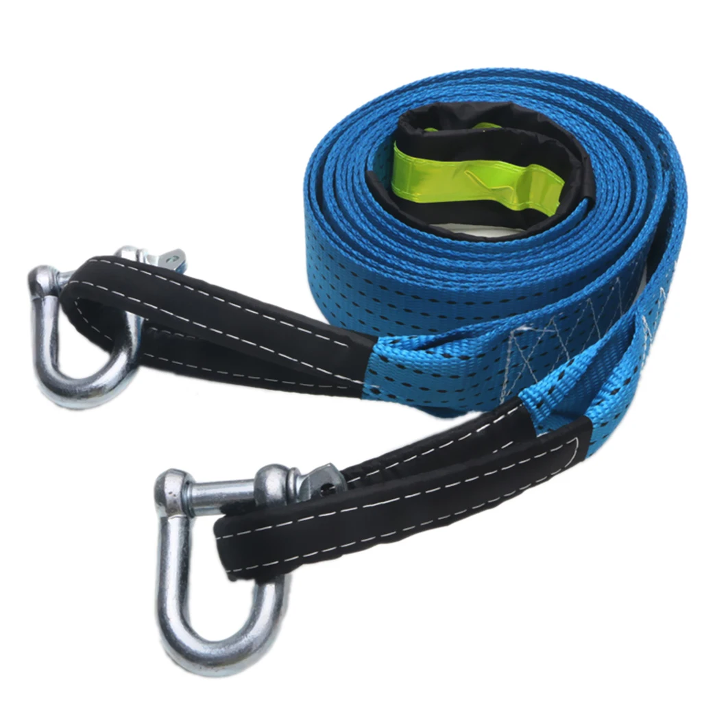 Nylon Tow Winch Rope with Luminous U-hook Blue – Vehicle Towing Strap – 1.97Inchx16.40Feet – 17,636LBS Towing Capacity