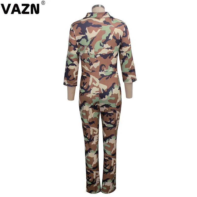 VAZN GSMR19401 дизайн уличный клуб камуфляж женский комбинезон с v-образным вырезом без рукавов длинные брюки Комбинезоны Сексуальная ветровка