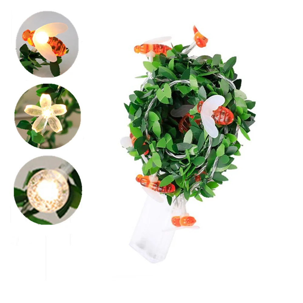 

1.5M/3M/6M ​LED Vine String Lights Cute Bee Cherry Bubble Ball Green Leaf Rattan Fairy Lamp Lighting Christmas Garland Decor