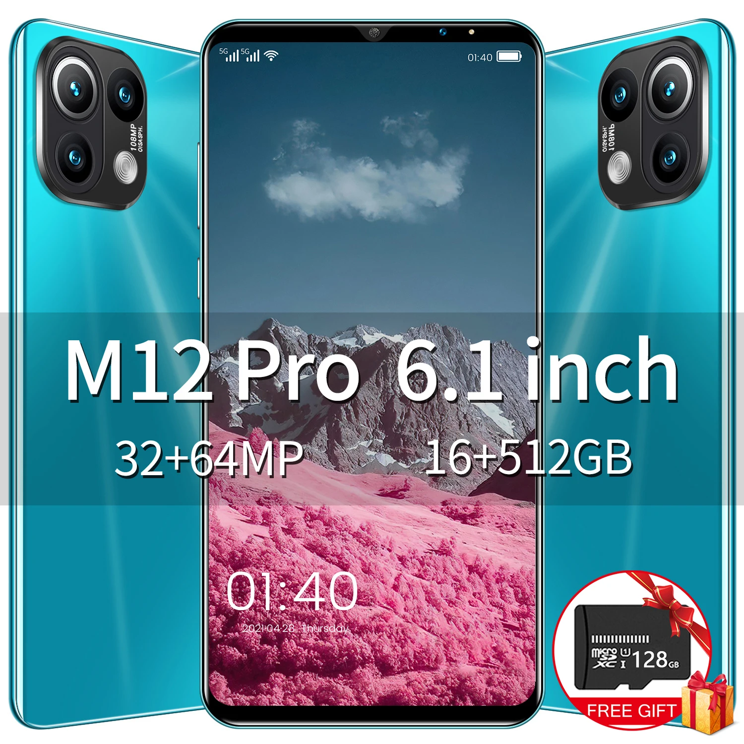 Смартфон мобильный телефон Xiao M12 Pro MT6889 16 ГБ + 512 6 1 дюйма Android 6000 с двумя SIM-картами