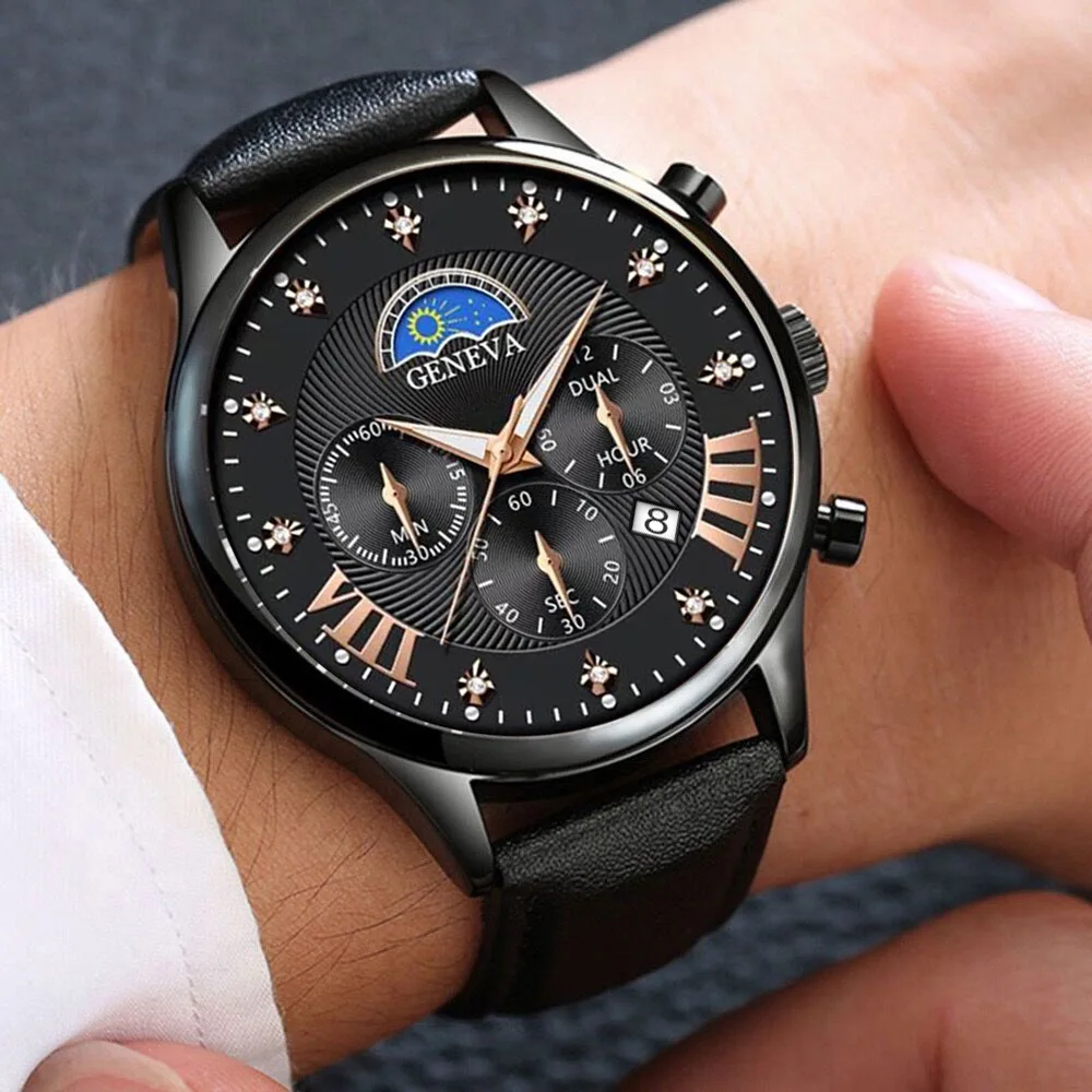 

New Top Men Luxury Watches Male Business Leather Strap Calendar Watch Mens Military Sport Quartz Watch For Men Relogio Masculino