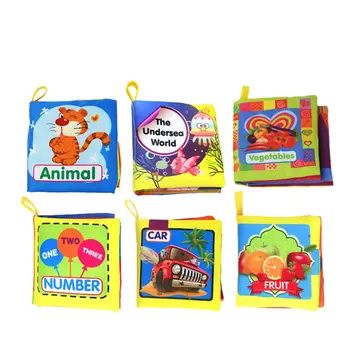 

Children's cloth book early education toy English palm book animal digital shape recognition cloth books