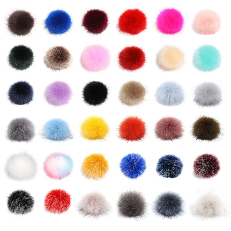 1pc/2pcs False Hairball Hat Ball Pompom 10/12/15cm Handmade Fake Fox Fur Ball Pom Pom Rubber Band Snap Button Knit Accessories