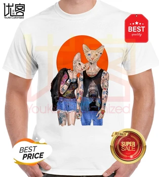 

Newest Fashion Cool Hipster Sphinx Cat Printed T-Shirt Summer Trendy Mens Tattoo Cat Design Short Sleeve Tee Tops Clothing