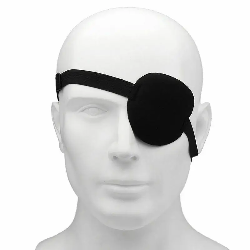 Pirate Eye Patch Unisex Black Single Eye Patch Eyepatch One Eye Washable Adjustable Concave Eye Patch Kid Pirate Cosplay Costume 2