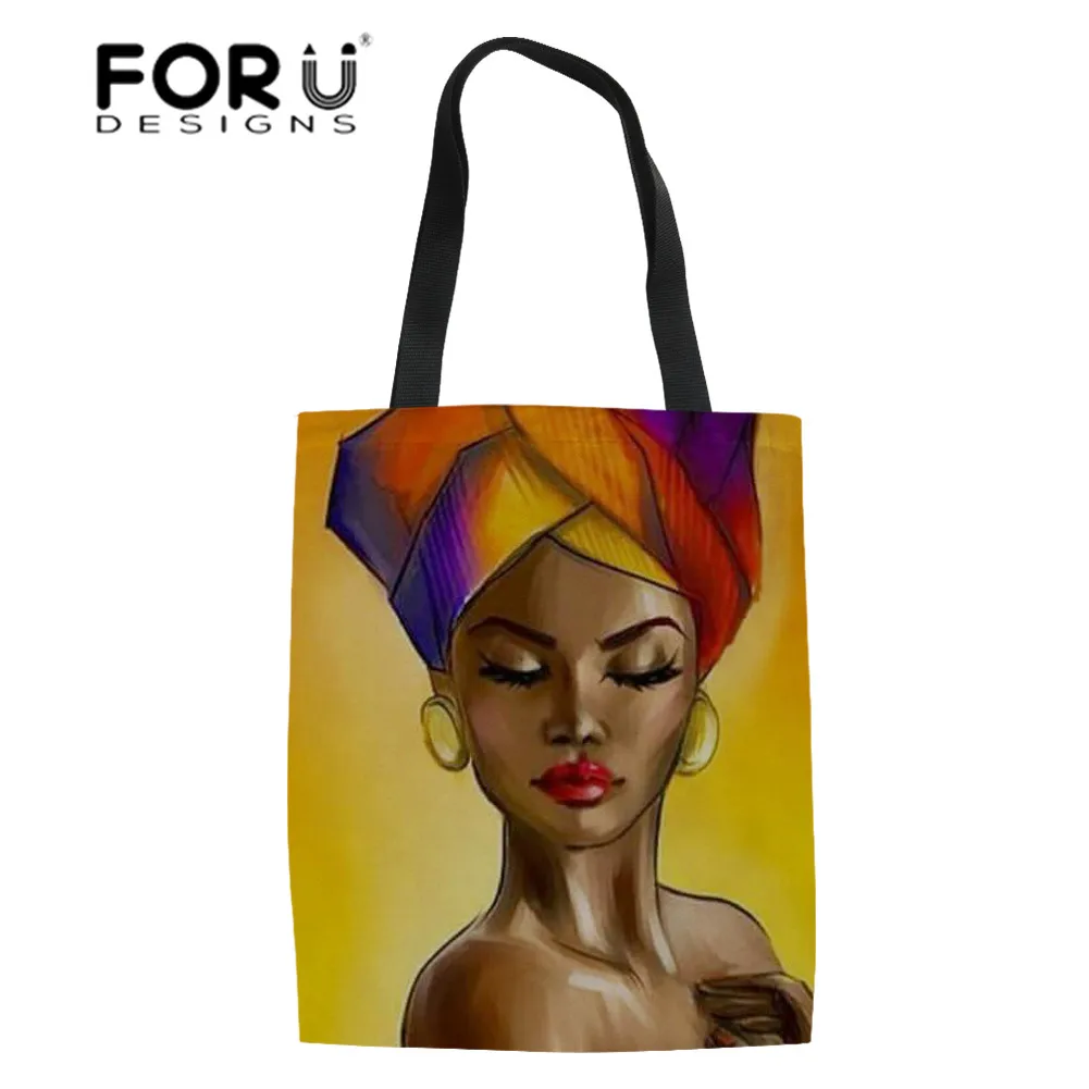 

FORUDESIGNS Large Capacity Shoulder Tote Bags for Black Women Art African Girls Design Shopping Bags Ladies Foldable Shopper Bag