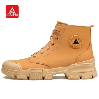 

HUMTTO Women's Work Boots Unisex Fashion Tooling shoes Men Winter Outdoor Casual Cushioning High Cut Sneakers Genuine Leather
