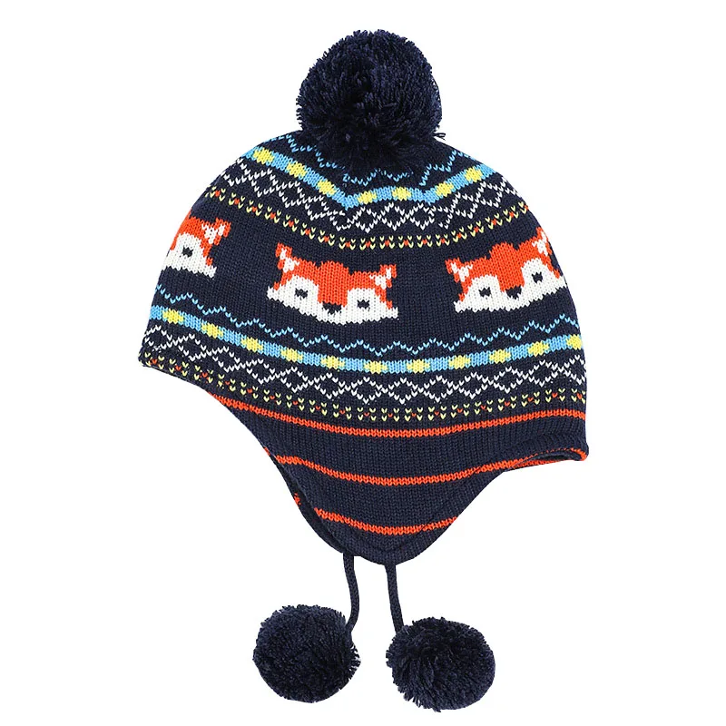 Baby Kids Winter Cotton Hat Scarf Set Cartoon Knit Cap Children Warm Scarf For Boys Beanies Hats Scarf For Girl Boy 3pcs/Set