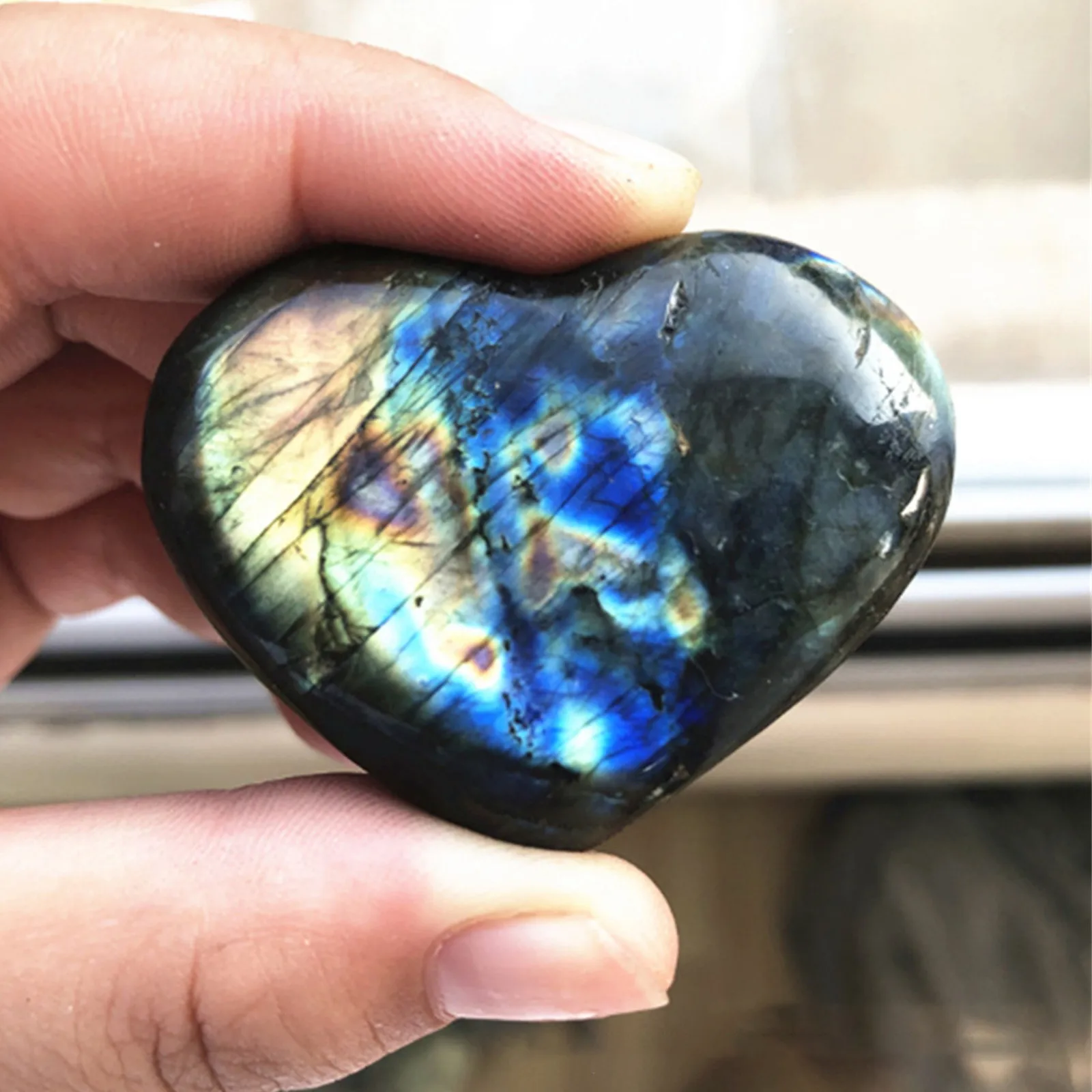 28Mm Cristallo Labradorite Pietra Di Palma Quarzo Pietra Preziosa Preoccupazione Pietra A Forma Di Cuore Labradorite Lucidata Guarigione Pietre Di Pal