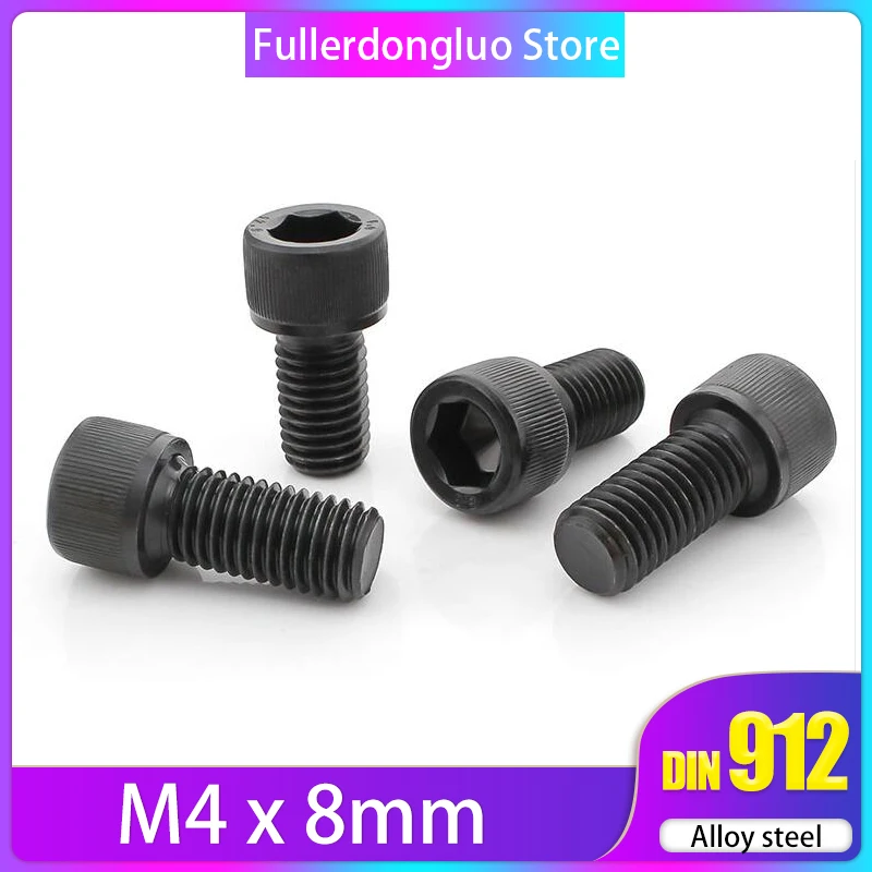 

m4*8 100Pcs Metric Thread DIN912 Black Grade 12.9 Alloy Steel Hex Socket Head Cap Bolt ( screws m4x8mm screw m4x8 )