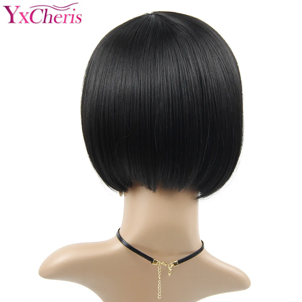 Синтетические парики с челкой натуральные черные боб для чернокожих женщин