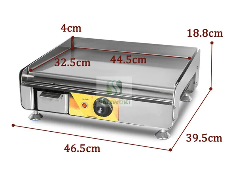 Electric Griddle Stainless Steel Flat Hot Plate BBQ Grill Fried Pan Teppanyaki fryer Breakfast hamburger making machine 6
